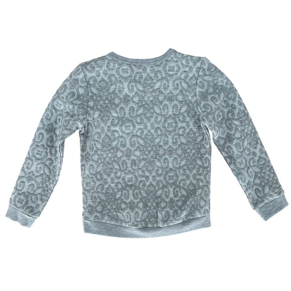 Girls DEX Gray Leopard Print Flocked Pullover Crewneck Sweatshirt Size 6 - Picture 5 of 5